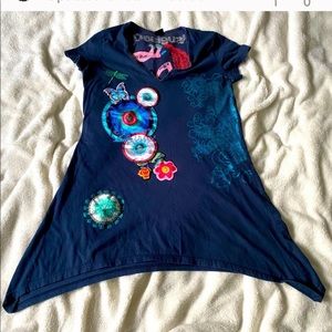 DESIGUAL Navy Trapeze Tunic bright design
